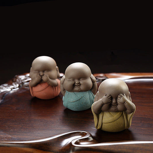 Keramikk Kunst Figurer i form av Three Wise Monkeys - Fete Munker