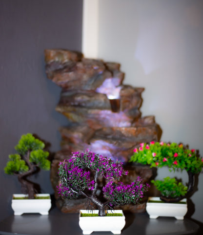 Kunstig Japansk Fikus Bonsai Plante i Hvit Potte 26cm