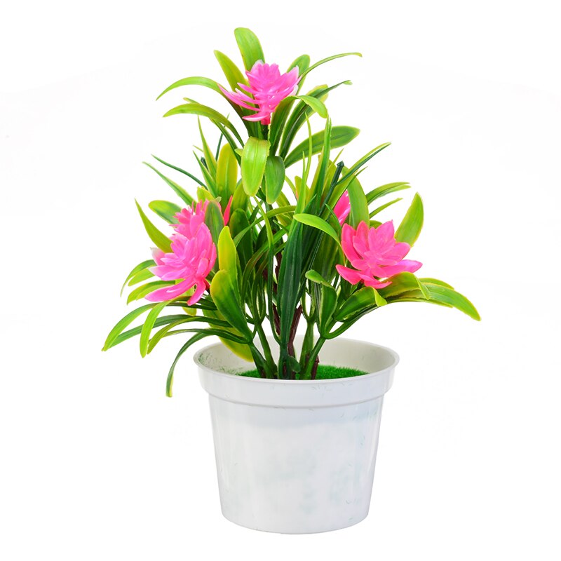 Kunstig-Rosa-Hellig-Bonsai-Lotus-Plante-18cm