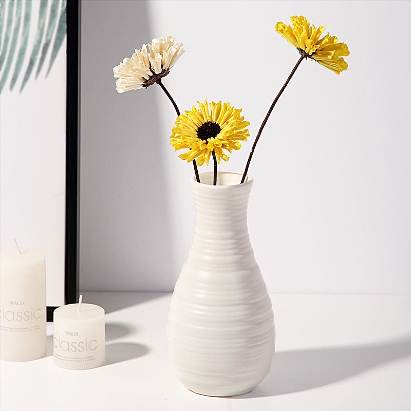 Nordisk Origami Vase - Imitert Keramikk Plastvase med Smal Hals 20cm