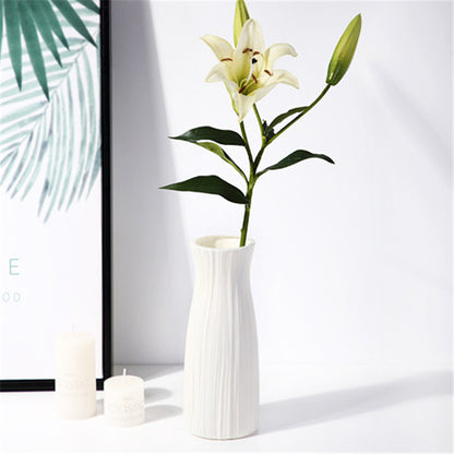 Nordisk Origami Vase - Imitert Keramikk Plastvase med Lang Hals 23.5cm